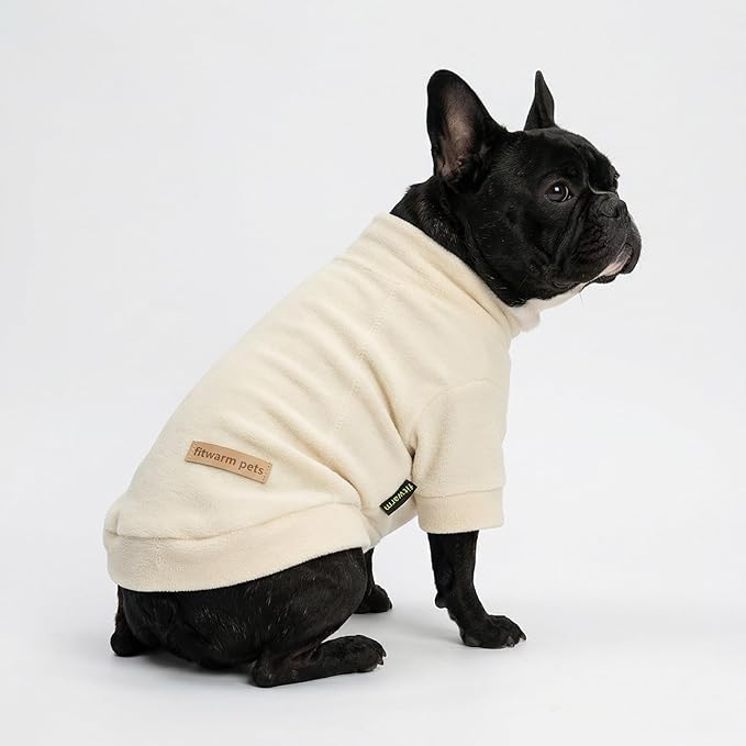 Fitwarm 3 Pack Classic Fleece Dog Sweater, Winter Clothes for Small Dogs Boy Girl, Turtleneck Dog Sweatshirt, Pet Pullover Jumper, Cat Apparel, Black, Olive Green, Cream, Large