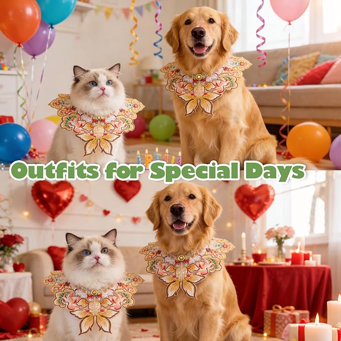 Leo Kitty New Year Pet Outfit for Cats & Small Dogs — Hand-Embroidered Koi-Motif Costume, Warm Yet Breathable Collar Clothing, Gift-Ready