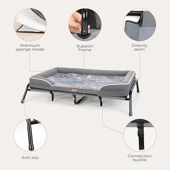 Lekereise Elevated Cooling Dog Bed for Medium Dogs, Portable Indoor & Outdoor Raised Pet Dog Cat Cot, Durable Summer Frame with Breathable Mesh