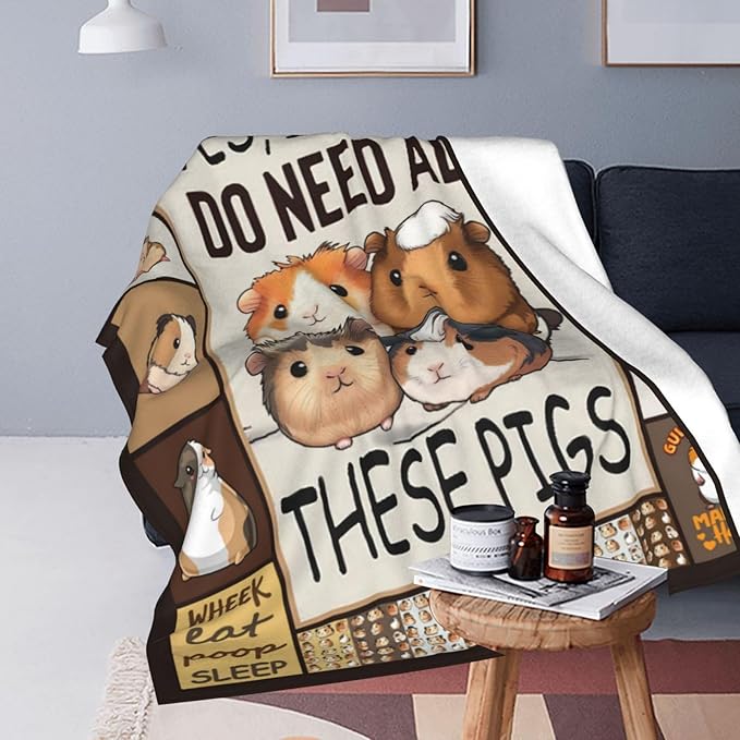 Guinea Pig Blanket Decor Throw Blankets Fleece Flannel Plush Lightweight Bedding Guinea Pig Stuff Gifts for Boys Girls Men Women Kids for Couch Sofa Bed 80"X60"