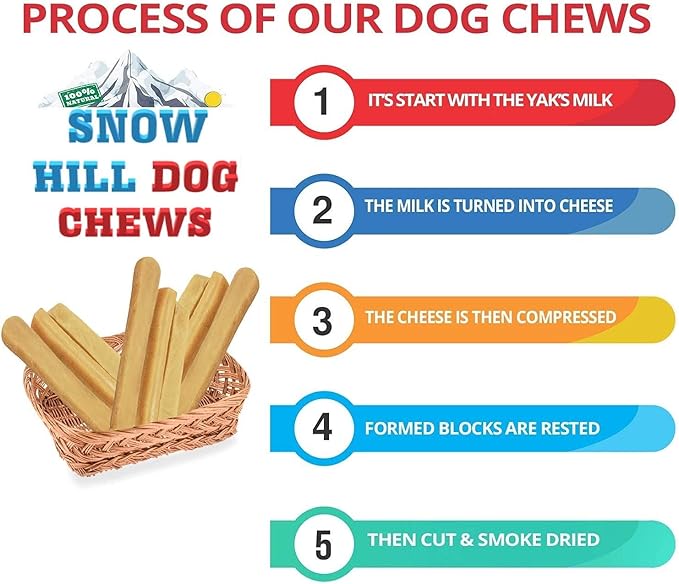 Snow Hill Himalayan Yak Cheese Dog Chews XXL 7.5-8 Oz Long Lasting Natural Organic Protein-Rich Yaky Golden Cheese Dog Treats Made of Yak Milk in Himalayas, Nepal