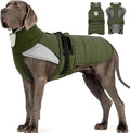 MIGOHI Thermal Large Dog Fleece Jacket - Rainproof Coat for Large Dogs, Thick Dog Winter Coat,Snow Jacket for Dogs Windproof for Hunting Camping,Windy Chilly Days,Doberman,Great Dane,3XL,ArmyGreen