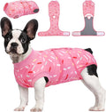 Kuoser Dog Surgery Suit, Comfy Dog Recovery Suit Female Doggie Onesie for Surgery, Post Op Protective Onesie, Soft E-Collar Alternative for Cats & Puppies, PinkRibbon XS