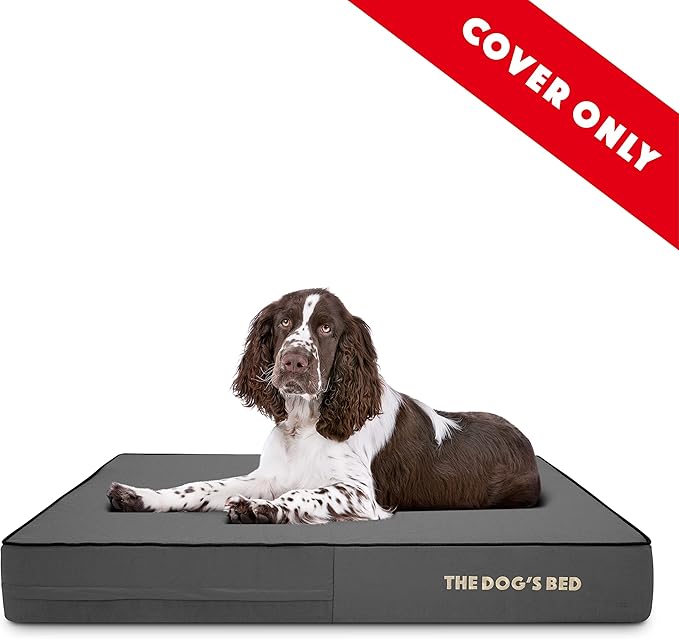 The Dog’s Bed Replacement Outer Cover, Oxford Fabric, Grey with Black Trim, Large, 6-Inch
