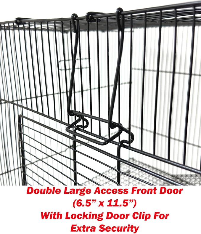 30" Large 3-Levels Easy Foldable Chew-Proof Tight Bar Spacing Ferret Chinchilla Sugar Glider Rats Mice Mouse Rodent Hamster Gerbil Hedgehog Small Animal Critter Metal Travel Carrier Cage