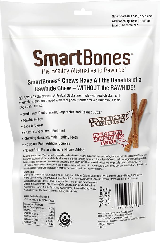 SmartBones No Artificial Colors or Preservatives Pretzel-Style Chews, Treat Your Dog to a Fun Shapped Rawhide-Free Chew 8 Count (Pack of 1)