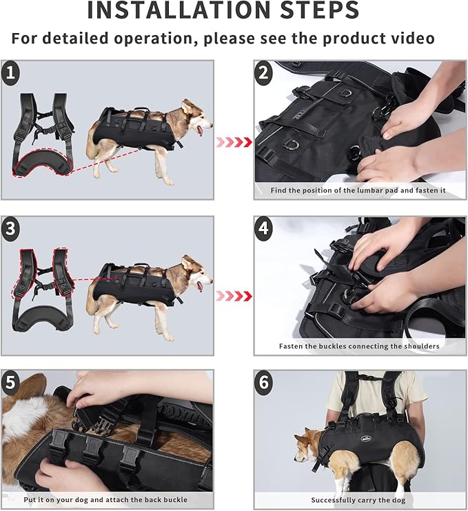 Dog Lift Harness, Pet Support & Rehabilitation Sling Lift Adjustable Padded Breathable Straps Dog Lift Harness for Dogs, Disabled, Joint Injuries, Arthritis, Loss of Stability Dogs Walk(16.5-33LBS)