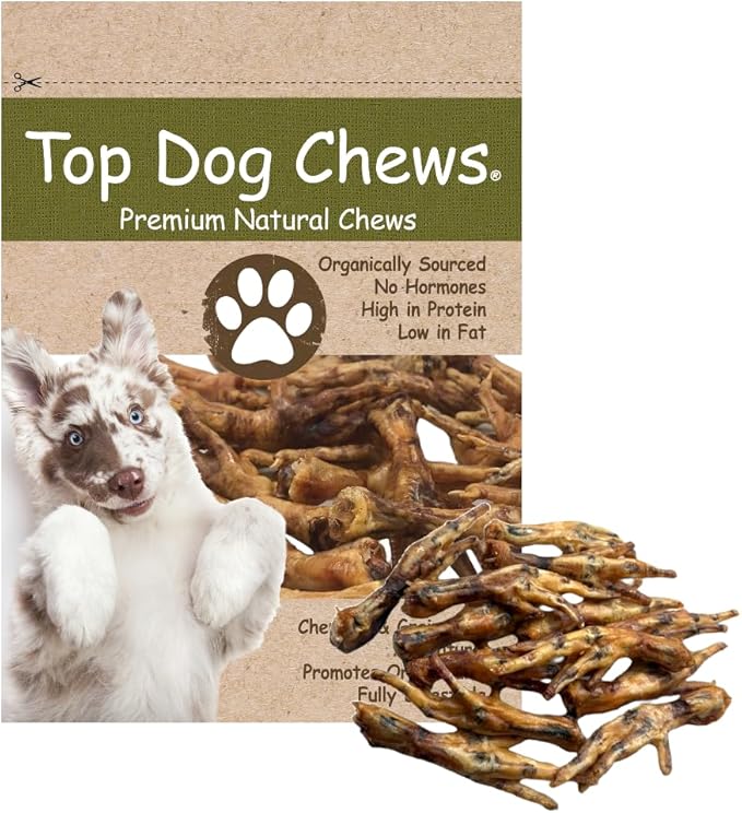 Top Dog Chews Dehydrated Chicken Feet for Dogs (100) – All Natural, Single Ingredient Dog Treats – Nail Free, Easily Digestible, Protein Rich, Low in Calories, Supports Joint Health