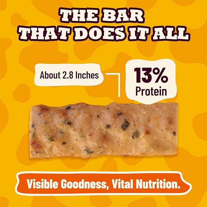 7.4 oz Natural Chicken & Pumpkin Bars for Dogs - Healthy Dog Treats Dog Training Treats - Healthy Digestive Support Snacks for Small, Medium, Large Dogs