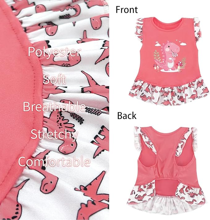 XPUDAC 4 Pack Dog Dresses Cute Printed Puppy Clothes for Small Dogs Girl Chihuahua Doggie Outfits Tank Top Vest Dresses Cat Apparel，Small(Chest-15.6")