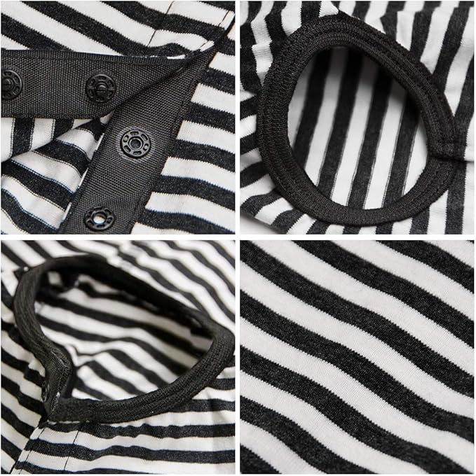 Dog’s Recovery Suit Post Surgery Shirt for Puppy, Wound Protective Clothes for Little Animals(Black White Stripe-XL)