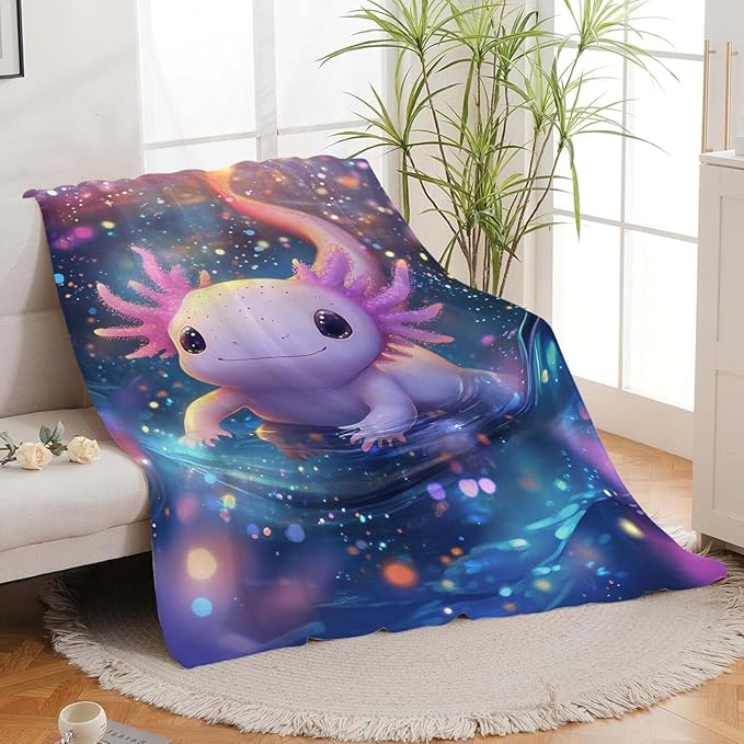 Axolotl Throw Blanket Axolotl Stuff Gifts for Kids Girls Boys Adults Women Man Soft Cozy Warm Plush Fluffy Fuzzy Fleece Blanket Decor 50''X60''