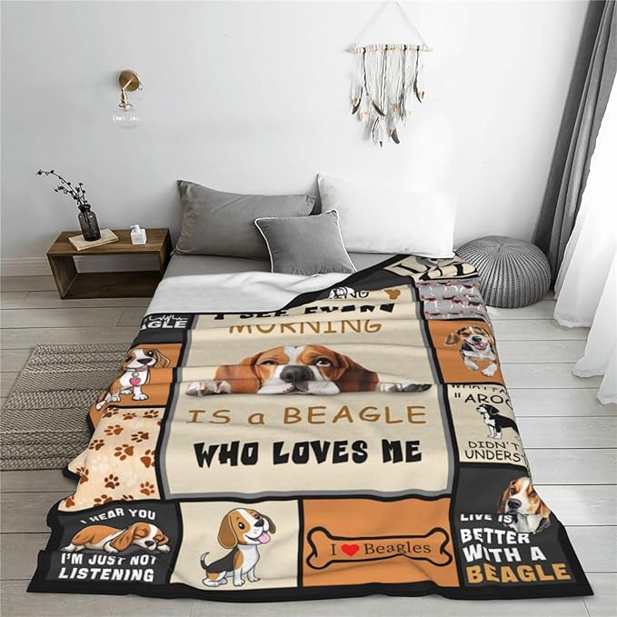 Beagle Gifts, Beagles Throw Blanket, Beagle Stuff for Women Girls Boys Lover Adult Cozy Fleece Flannel Bedding Stuff Plush for Couch Sofa Bed Decor 60"X50"