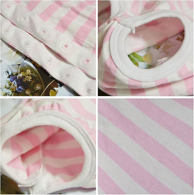 Dog’s Recovery Suit Post Surgery Shirt for Female Male Dog, E-Collar Alternative Wound Protective Clothes (Pink White stripe-2xl)