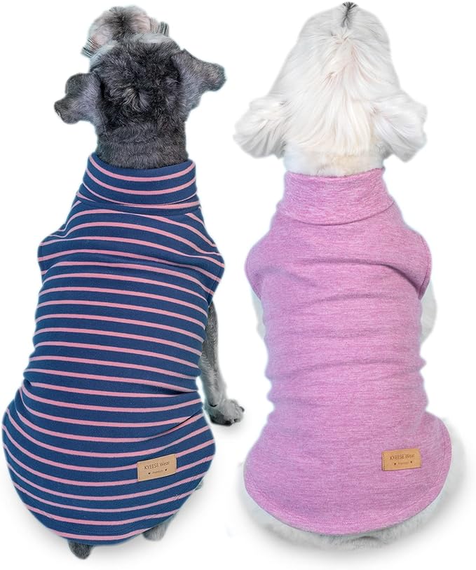 KYEESE 2Pack Dog Sweater Pullover Dog Sweaters for Small Dogs Girl Soft Dogs Clothes Stretchy Pet Sweatshirt Warm Pets Clothes Small Pets Sweaters Turtleneck Pet Coats