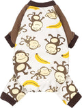 Fitwarm Monkey Dog Pajamas, Cute Dog Clothes for Small Dogs Boy Girl, Pet Onesie Clothing, 100% Breathable Cotton, Brown, XXL