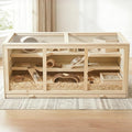 45" Extra Large Wooden Hamster Cage, Hamster Enclosure with Opening Roof & Multi-Levels, Extra Large Natural Habitat, Includes Ramps and Hut for Rabbit, Guinea Pig, Hedgehog Small Pets