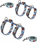 Halypet 2-Pack Cat Harness and Leash Set, Escape Proof 3-in-1 Adjustable Harness for Cats, Soft Lightweight, Easy On & Control for Walking, Travel & Outdoor Use, Navy Floral, Medium