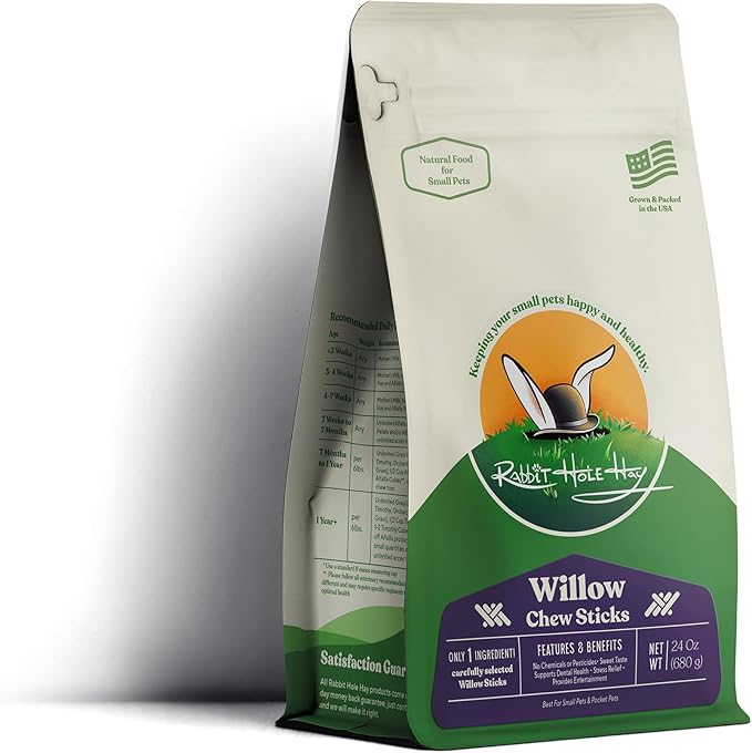 Rabbit Hole Hay - All Natural Willow Chew Sticks for Small Pets - 24 oz - Dental Health & Enrichment