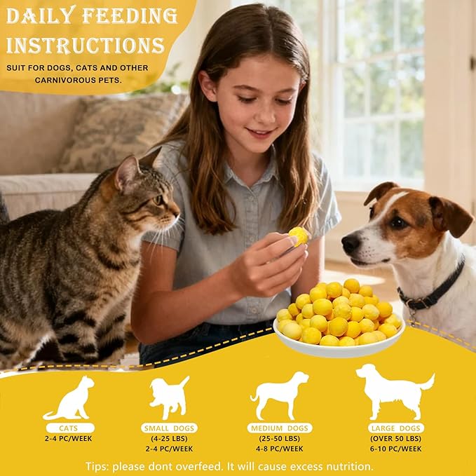 Freeze Dried Quail Egg Yolk Dog Cat Treats, Single Ingredient Raw Snacks, High Protein, Supports Skin & Coat Health, Freeze Dried Dog Treats, No Additives, Grain & Gluten Free – 4.5oz