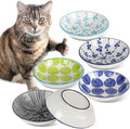 Ceramic Cat Bowls with Non-Slip Silicone Bottom,6 Pack Cat Food Bowl,Anti Whisker Fatigue Cats Dishes for Indoor Cats,Healthy Ceramic Kitten Plates for Daily Feeding Gift Choice (Classic)