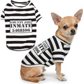 Parisian Pet Prisoner Dog Costume - 100% Cotton Striped Dog Clothes for Small Dogs - Lightweight Puppy Outfits - Funny Chihuahua Clothes - Sleeved Shirt for Dogs - Stretchy and Stylish Pet Costume