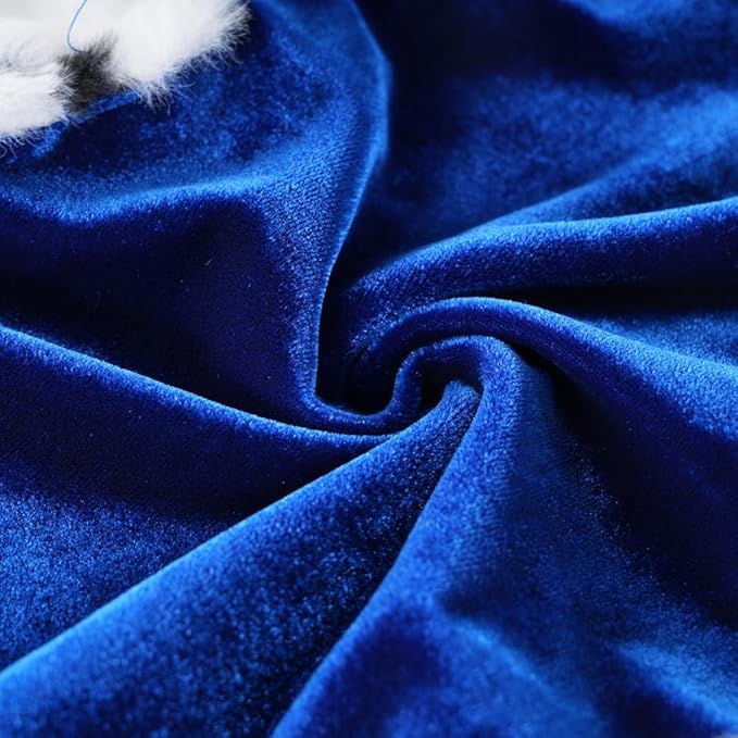 Lovelyshop pet Serial Lux Fur Blue Cat Dog Cloak for Halloween Costumes, King Queen Prince and Princess Cosplay-M/Oversize