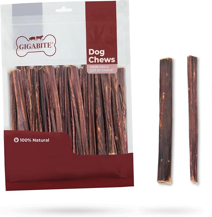 GigaBite Beef Esophagus Dog Treats - Natural Gullet Sticks for Dogs, High Protein Single Ingredient Dog Chews, Rawhide Free Dental Dog Treats for All Dog Breeds - Sticks (6 Inch), Pack of 50
