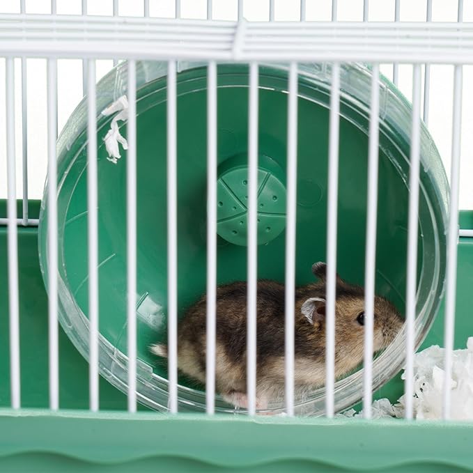 9.1×6.7×6.3 inch Small Portable Hamster Cages, Hamster Carrier, Pet Travel Carrier, Small Animal Pet Cages, with Water Bottle, Food Bowl, Wheel, Pink