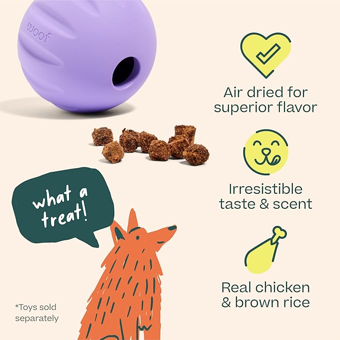 WOOF Air-Dried Puzzle Treats - Refill Treats Sized Puzzle Toys - The Perfect Dog and Puppy Training Treats - Made with Real Chicken - 5 oz