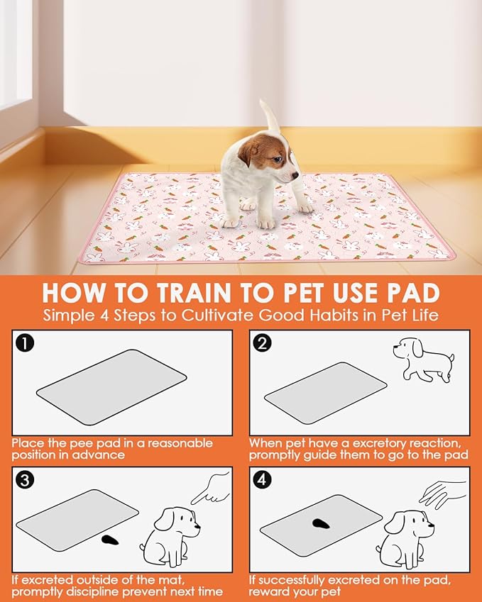 Bissap 2 Packs Guinea Pig Cage Liners, 18''X24'' Washable Guinea Pig Pee Pads Non Slip Reusable Fast and Super Absorbent Bedding for Small Animals Rabbit Hamster Chinchillas Rat - Pink