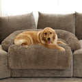 Calming Dog Bed Fluffy Plush Dog Mat for Furniture Protector with Removable Washable Cover for Large Medium Small Dogs and Cats (Extra Large (53x39.3x6), Camel)