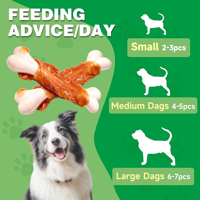 Chicken Wrapped Dog & Cat Chew Treats, Real Chicken Calcium Sticks, 10.0 oz Pet Training Snacks with Natural Ingredients (A-10.0oz)