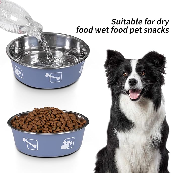 FrutPunch Stainless Steel Dog Bowls, Dog Food Bowl with Silicone Non-Slip, Puppy Bowls for Medium, Set of 2
