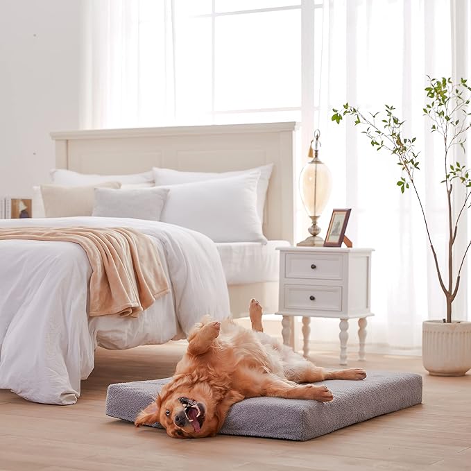 WATANIYA PET Cooling Dog Bed - Memory Foam Washable with Waterproof Liner and Cooling Gel Mattress, Fits up to 130 lbs Pets
