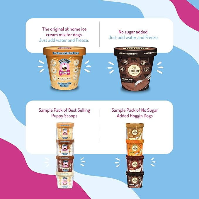Puppy Scoops Dog Ice Cream Mix (Peanut Butter Flavor), 4.65 oz - Just Add Water and Freeze at Home, Powder Mix with Ice Cream Cup and Reusable Lid - Made in USA