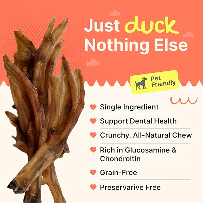Gaines Pet Duck Feet for Dogs – 80 Count, Natural Chews with Glucosamine, Chondroitin & Collagen – Single Ingredient Dog Treats, Grain-Free, USA Made, Joint & Dental Health Support