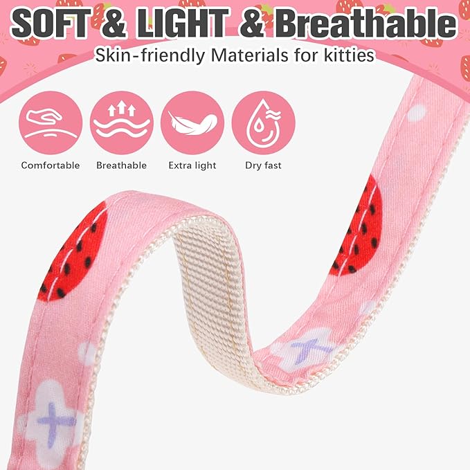 PAWCHIE Cat Harness and Leash Set Escape Proof with Bow Knot, Adjustable Kitten Vest Harness for Outdoor Indoor Use, Lightweight Soft Walking Travel Pet Harness for Medium Cats Boys Girls,Pink M