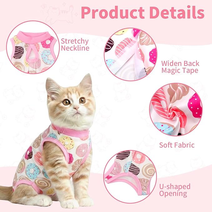 Cat Recovery Suit Cat Onesie for Cats After Surgery, Breathable Cats Surgery Recovery Suit for Female Spay & Abdominal Wounds, Kitten Surgical Onesie Body Suit Anti Licking Cone Alternative