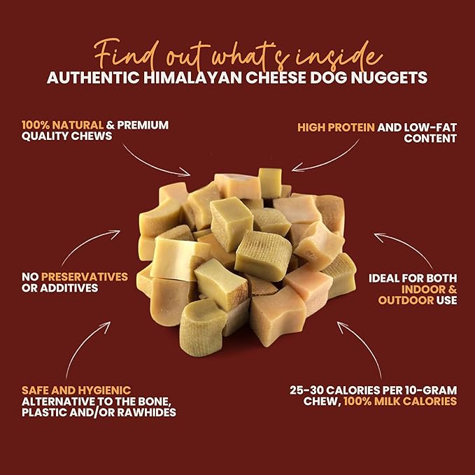 KATHMANDU'S Yak Chew Nuggets Dog Treats - (1 lb Bag) Long Lasting Himalayan All Natural Cheese Treats, Healthy Dental Chews for Aggressive Chewers, Training Dogs Treat | Yak Milk Chew Bites