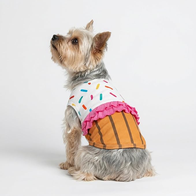 Fitwarm Halloween Dog Cupcake Costume, Funny Clothes for Small Dogs Girl, Pet Birthday Outfit, White, Pink, Brown, Medium