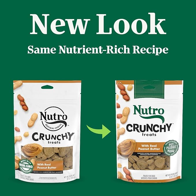 Nutro Crunchy Dog Treats with Real Peanut Butter,Training Treats for Dogs,10 oz. Bag,(Pack of 2)