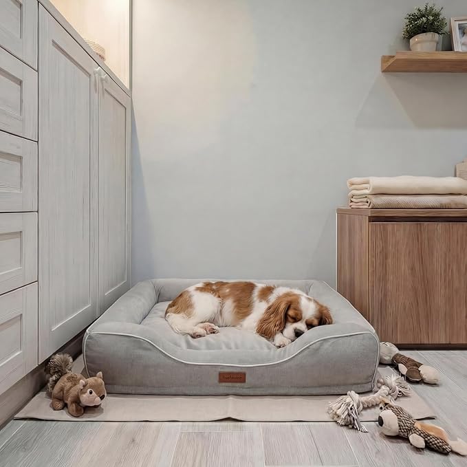 Orthopedic Dog Bed for Small Medium Dogs,Removable Washable Cover,Cooling Gel Memory Foam Sofa,Waterproof Anti-Slip for Pets,28" L x 23" W x 6.5" Th