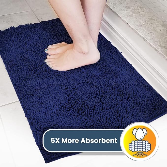Muddy Mat® | Super Absorbent Door Mat Indoor, Microfiber Quick Dry Chenille Entryway Rug, Non-Slip Front Door Mat, Indoor Mats for Entryway, Machine Washable Pet Rug, Navy Blue 36"x60"