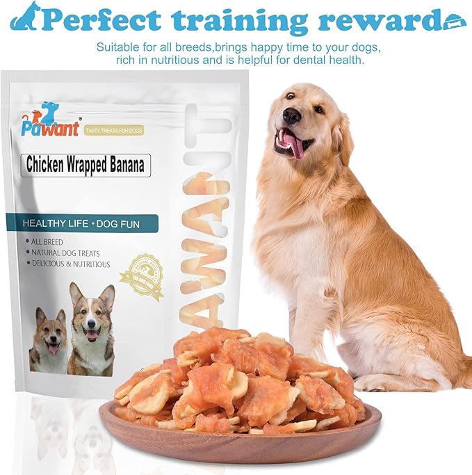 Dog Treats Chicken Wrapped Banana Dog Chews Puppy Training Snacks, Rawhide Free Treats 0.5lb/227g