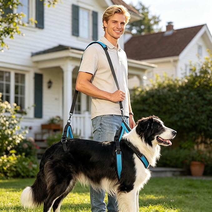 Mobility Harness, Dog Full Body Harness, 2-in-1 Full Body Support Aid & Sling with Adjustable Straps, Breathable Mesh Machine Washable for Senior Disabled Dogs (Blue-L)