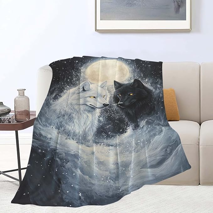 Wolf Throw Blanket Wolf Stuff Gifts for Kids Girls Boys Adults Women Man Soft Cozy Warm Plush Fluffy Fuzzy Fleece Blanket Decor 40''X50''