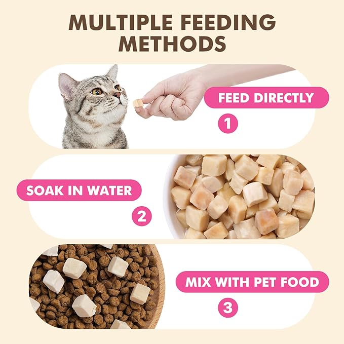 Freeze Dried Chicken Treats for Dogs & Cats, Single Ingredient High Protein Snack for Training, Picky Eaters & Food Topper, 6 oz