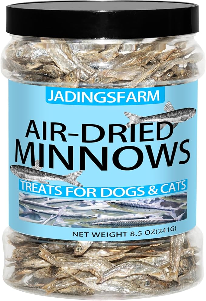 Minnows Dog Treats, 100% Natural Dried Minnows for Dog & Cat, Air Dried, Grain-Free, High-Protein, Premium Quality Cat & Dog Treats 8.5 oz