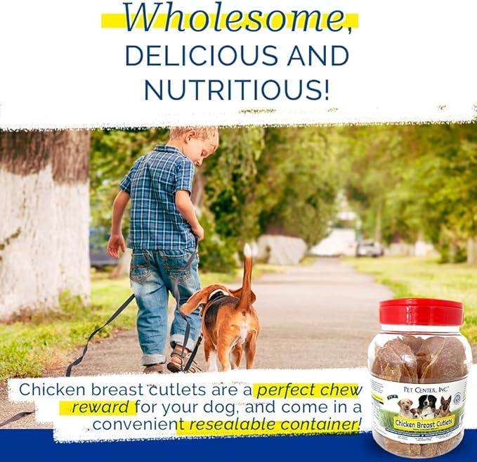 PCI Pet Center, Inc. Chicken Breast Cutlets for Dogs - 100% Natural Dehydrated Dog Treats - Single Ingredient, Premium Quality - Zero Additives or Artificial Colors - Made in The USA - 1lb